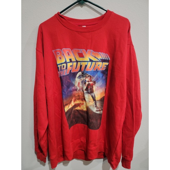 Back To The Future Delorean Time Machine McFly Crewneck Red‎ Sweatshirt 2XL NWOT